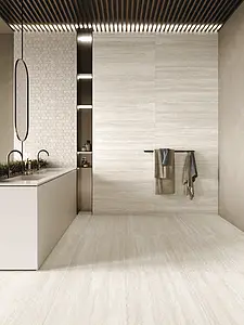 Background tile, Effect travertine, Color beige,grey, Glazed porcelain stoneware, 60x120 cm, Finish antislip