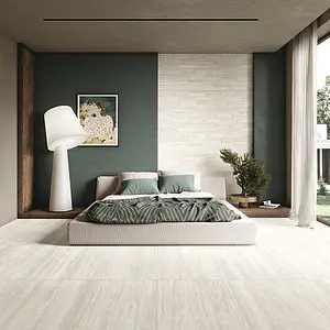 Background tile, Effect travertine, Color beige,grey, Glazed porcelain stoneware, 60x120 cm, Finish antislip