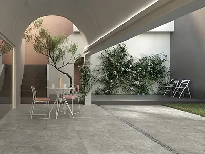 Background tile, Effect concrete, Color grey, Glazed porcelain stoneware, 60x120 cm, Finish antislip