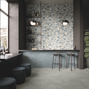 Background tile, Effect concrete, Color grey,sky blue, Glazed porcelain stoneware, 30x90 cm, Finish antislip