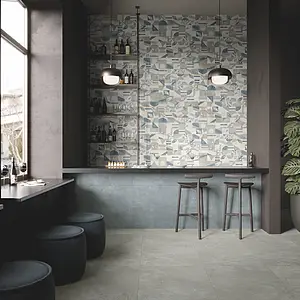 Background tile, Effect concrete, Color grey,sky blue, Glazed porcelain stoneware, 30x90 cm, Finish antislip