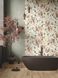 Background tile, Effect concrete, Color green, Glazed porcelain stoneware, 30x90 cm, Finish antislip