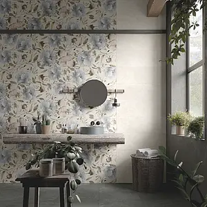 Background tile, Effect concrete, Color white, Glazed porcelain stoneware, 30x90 cm, Finish antislip