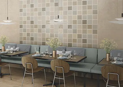 Grundflise, Farve beige,brun, Glaseret porcelænsstentøj, 30x90 cm, Overflade mat