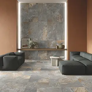 Grundflise, Effekt sten,other stones, Farve beige,grå, Glaseret porcelænsstentøj, 60x120 cm, Overflade skridsikker
