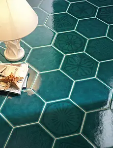 Background tile, Effect crackle glaze, Color green, Style patchwork,handmade, Ceramics, 25.4x29.4 cm, Finish matte