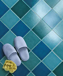 Background tile, Effect crackle glaze, Color sky blue, Style handmade, Ceramics, 20x20 cm, Finish matte