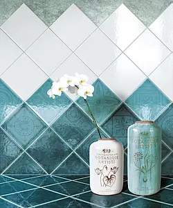 Background tile, Effect crackle glaze, Color green, Style patchwork,handmade, Ceramics, 20x20 cm, Finish matte