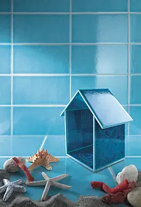 Background tile, Effect crackle glaze, Color sky blue, Style handmade, Ceramics, 20x40 cm, Finish matte