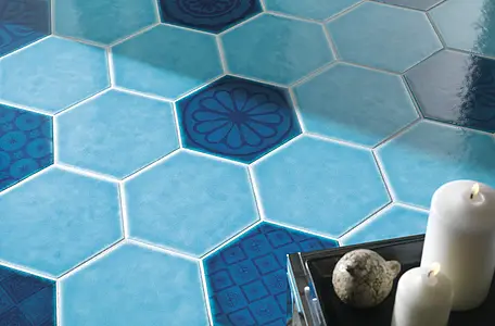 Background tile, Effect crackle glaze, Color sky blue, Style handmade, Ceramics, 25.4x29.4 cm, Finish matte