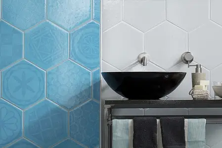 Background tile, Effect crackle glaze, Color white, Style handmade, Ceramics, 25.4x29.4 cm, Finish matte