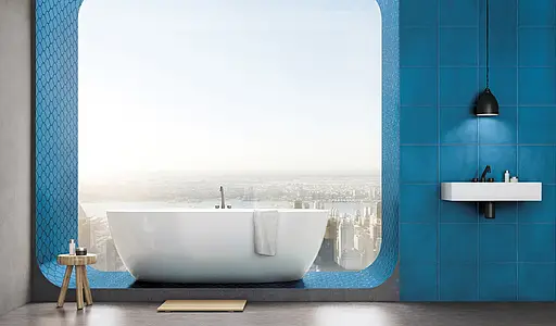 Background tile, Effect crackle glaze, Color navy blue, Style handmade, Ceramics, 20x20 cm, Finish matte