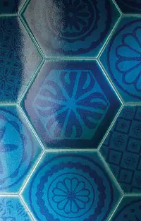 Hintergrundfliesen, Optik krakelee, Farbe blaue, Stil patchwork,handgemacht, Keramik, 25.4x29.4 cm, Oberfläche matte