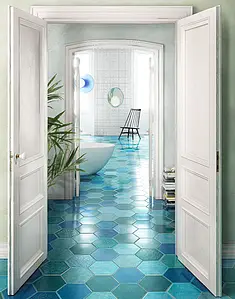 Background tile, Effect crackle glaze, Color sky blue, Style handmade, Ceramics, 25.4x29.4 cm, Finish matte