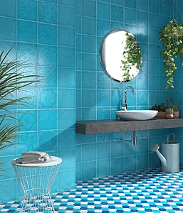 Background tile, Effect crackle glaze, Color sky blue, Style handmade, Ceramics, 20x20 cm, Finish matte