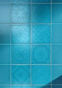 Background tile, Effect crackle glaze, Color sky blue, Style handmade, Ceramics, 20x20 cm, Finish matte