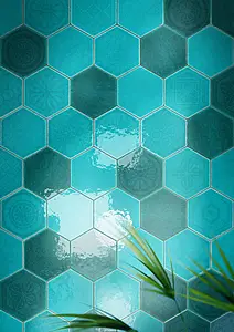 Background tile, Effect crackle glaze, Color green, Style handmade, Ceramics, 25.4x29.4 cm, Finish matte