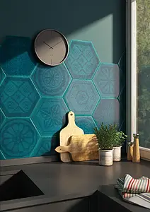 Background tile, Effect crackle glaze, Color green, Style patchwork,handmade, Ceramics, 25.4x29.4 cm, Finish matte