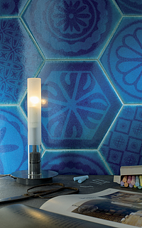 Hintergrundfliesen, Optik krakelee, Farbe blaue, Stil patchwork,handgemacht, Keramik, 25.4x29.4 cm, Oberfläche matte