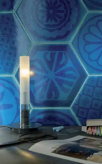 Background tile, Effect crackle glaze, Color navy blue, Style patchwork,handmade, Ceramics, 25.4x29.4 cm, Finish matte