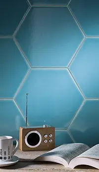 Background tile, Effect crackle glaze, Color sky blue, Style handmade, Ceramics, 25.4x29.4 cm, Finish matte