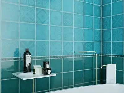 Background tile, Effect left_menu_crackleur , Color sky blue, Style patchwork,handmade, Ceramics, 20x20 cm, Finish matte
