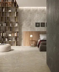 Background tile, Effect limestone, Color brown, Glazed porcelain stoneware, 60x120 cm, Finish antislip