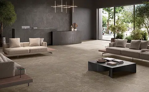 Background tile, Effect limestone, Color brown, Glazed porcelain stoneware, 60x120 cm, Finish antislip