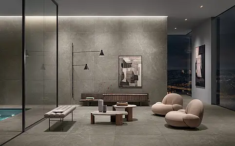 Background tile, Effect limestone, Color grey, Glazed porcelain stoneware, 100x100 cm, Finish antislip