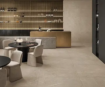 Background tile, Effect limestone, Color beige, Glazed porcelain stoneware, 60x120 cm, Finish antislip