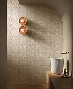 Mosaico, Effetto calcare, Colore beige, Gres porcellanato smaltato, 30x30 cm, Superficie antiscivolo