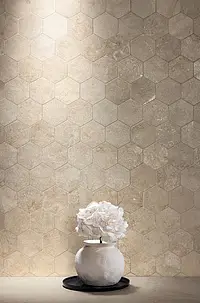 Mosaic tile, Effect travertine, Color beige, Glazed porcelain stoneware, 28x32 cm, Finish antislip