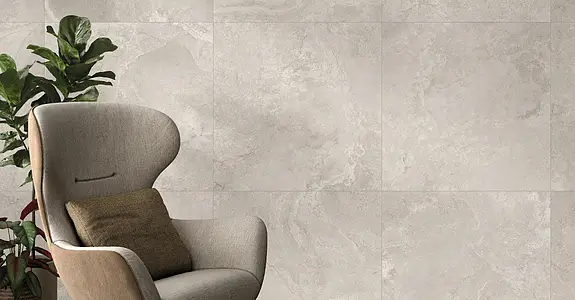 Background tile, Effect travertine, Color grey, Glazed porcelain stoneware, 100x100 cm, Finish semi-polished