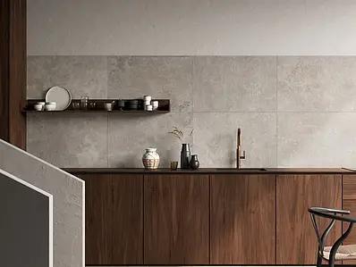 Background tile, Effect limestone, Color grey, Glazed porcelain stoneware, 60x90 cm, Finish semi-polished