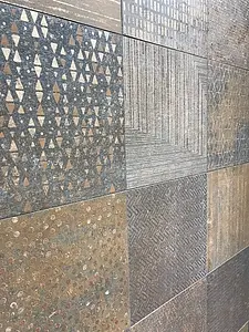 Dekor, Textur metall,betong, Färg brun, Stil patchwork, Glaserad granitkeramik, 30x30 cm, Yta halksäker