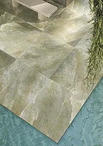 Carrelage, Effet pierre,autres types de pierre, Teinte verte,brune, Grès cérame non-émaillé, 120x120 cm, Surface antidérapante