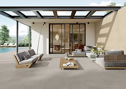 Background tile, Effect concrete,other stones, Color grey, Unglazed porcelain stoneware, 80x80 cm, Finish antislip
