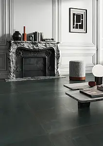 Effekt metal, Farve sort, Grundflise, Uglaseret porcelænsstentøj, 120x120 cm, Overflade mat