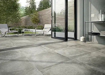 Effekt beton, Farve grå, Grundflise, Uglaseret porcelænsstentøj, 60x60 cm, Overflade skridsikker 