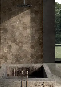 Bakgrundskakel, Textur betong, Färg brun, Stil patchwork, Oglaserad granitkeramik, 30x37 cm, Yta halksäker