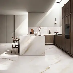 Background tile, Effect onyx, Color beige, Unglazed porcelain stoneware, 120x120 cm, Finish polished