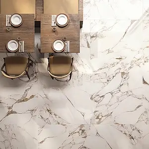 Background tile, Effect other marbles, Color white,brown, Unglazed porcelain stoneware, 120x120 cm, Finish polished