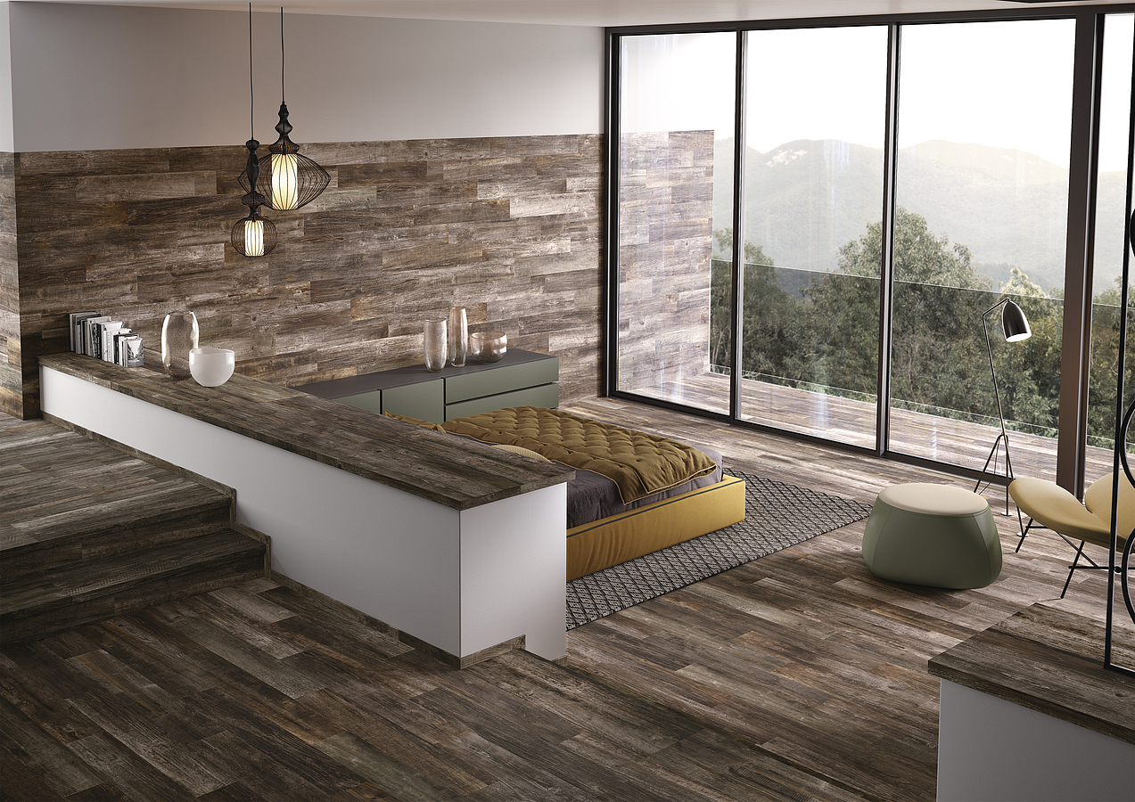Cerdomus-baita-1Living room, Outdoors, Public spaces, Bathroom, Wood effect effect, Unglazed porcelain stoneware, wall & floor, Slip-resistance R10, Rectified edge, Shade variation V4