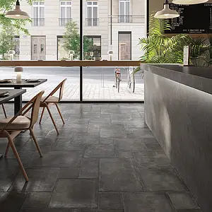 Background tile, Effect terracotta, Color grey,black, Unglazed porcelain stoneware, 20x40 cm, Finish matte
