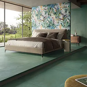 Background tile, Effect terracotta, Color green, Unglazed porcelain stoneware, 100x100 cm, Finish matte