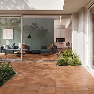 Background tile, Effect terracotta, Color orange, Unglazed porcelain stoneware, 20x20 cm, Finish antislip