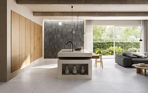 Background tile, Effect terracotta, Color grey,black, Unglazed porcelain stoneware, 9.8x29.3 cm, Finish matte