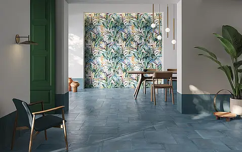 Azulejo base, Efecto terracotta, Color azul oscuro, Gres porcelánico no esmaltado, 20x40 cm, Acabado mate