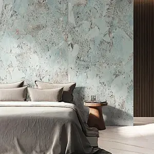 Background tile, Effect amazonite, Color sky blue, Unglazed porcelain stoneware, 120x280 cm, Finish matte