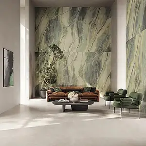Background tile, Effect other marbles, Color green, Unglazed porcelain stoneware, 120x280 cm, Finish polished